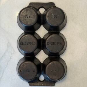 Vintage Griswold No. 18 Cast Iron Muffin Pan 6‑Cup – 6141 USA